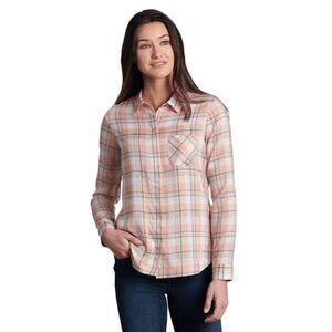 Kuhl Hadley Long Sleeve Shirt Peach Plaid Womens Medium